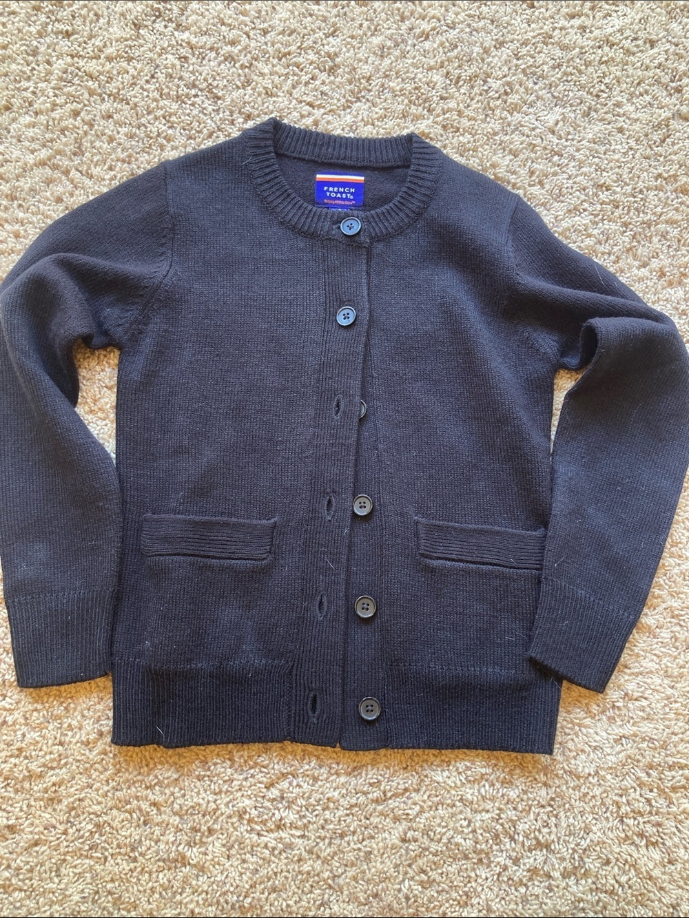 French Toast Girls Black Button-Front Knit Cardigan